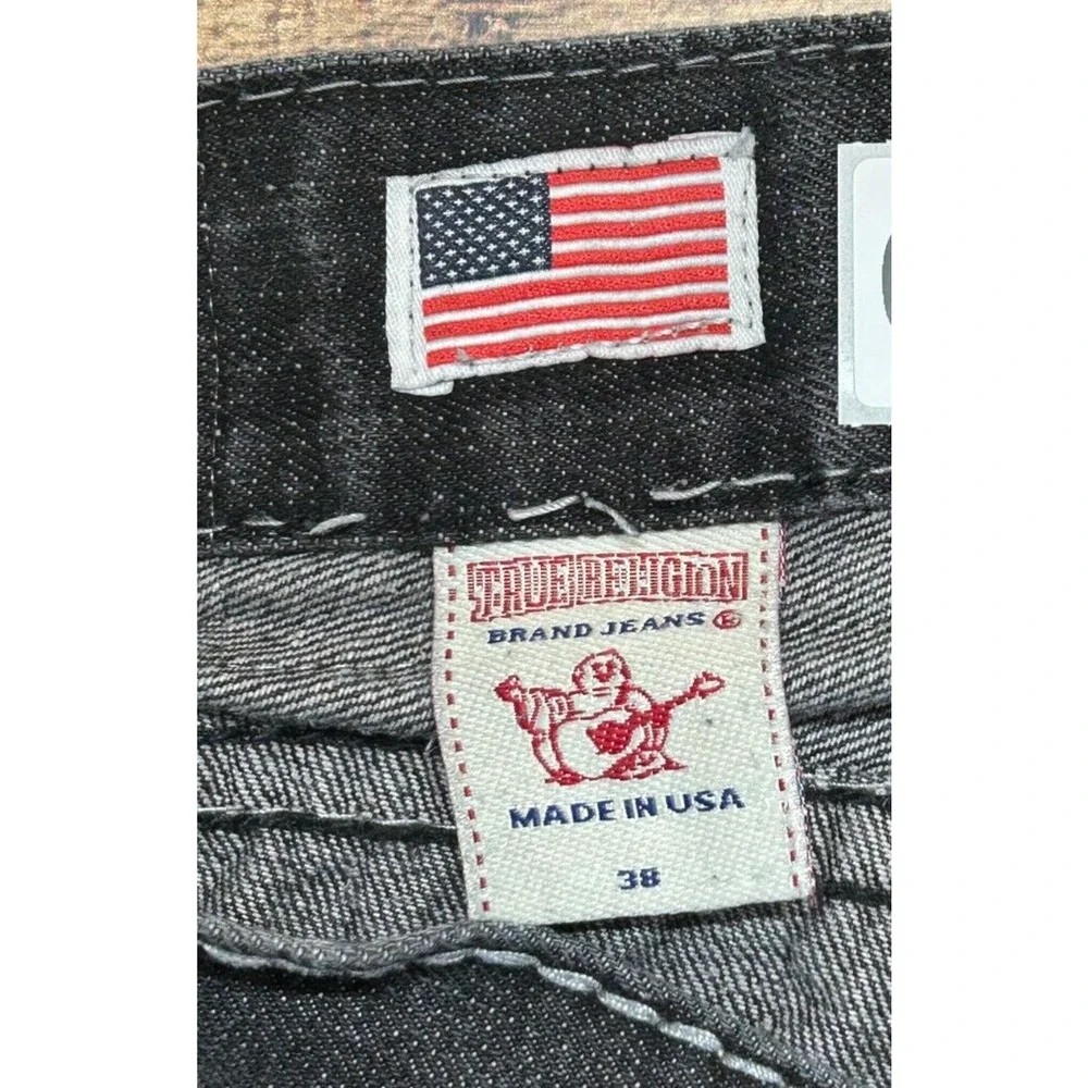 *True Religion Jeans Mens 38 Black Distressed Measures 38X33 Geno Straight‎ Y2K